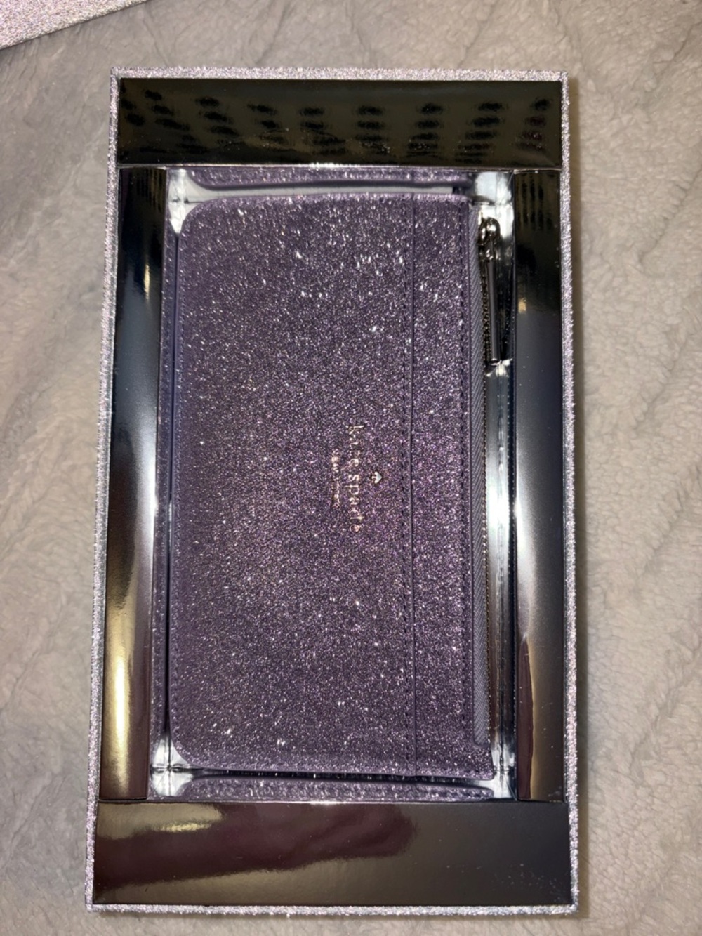 kate spade Glitter Envelope Clutch - Silver Lilac Sheen